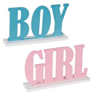 EUC JTRG Boy & Girl Wooden Sign “Blue & Pink” Decor for Gender Reveal weighs 9oz